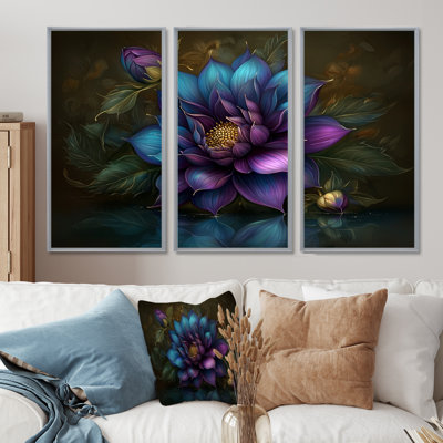 Ensemble de salon fractal mauve Dahlias