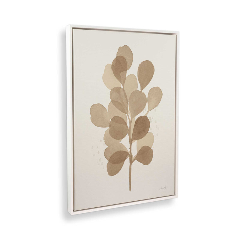 «Tan Leaf Impressions I», reproduction sur toile, H 18,75 po x l 12,75 po, Blanc opaque