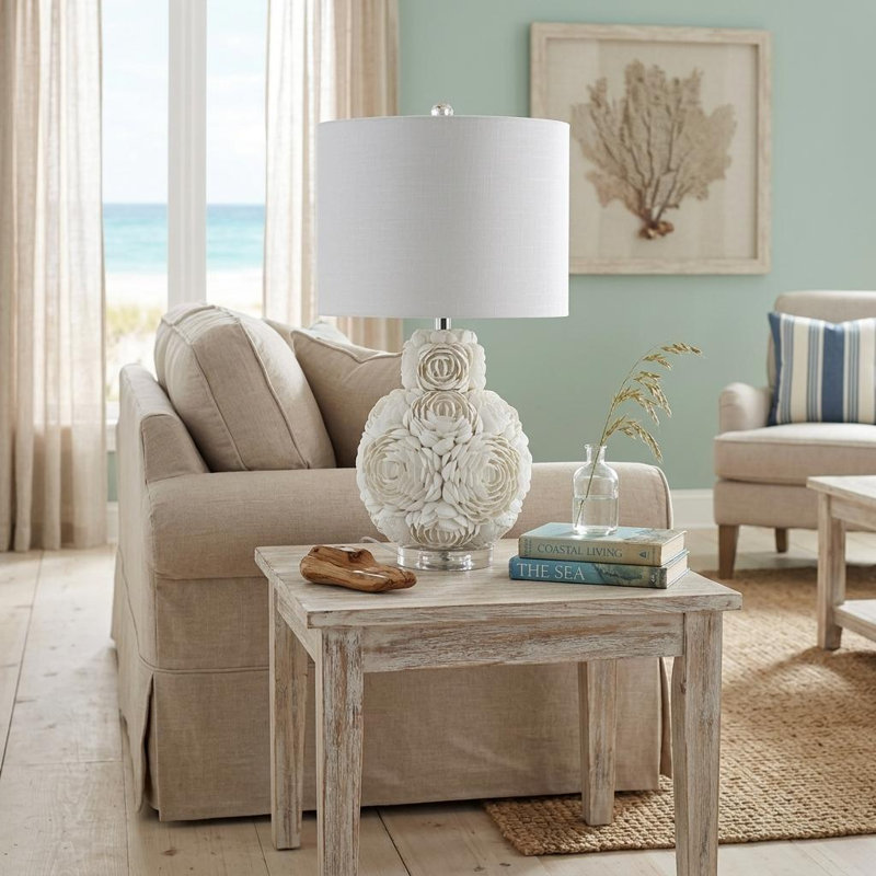 Lampe de table 24 po blanc cassé avec abat-jour tambour blanc cassé