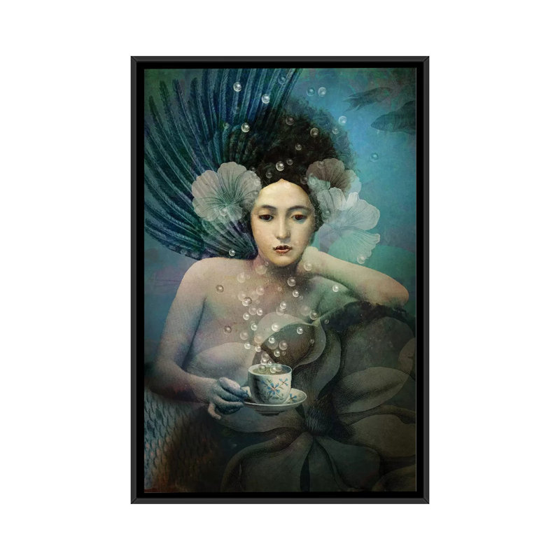«Under the Sea» par Catrin Welz-Stein - impression d'art graphique, H 40 po x l 26 po x P 1,5 po, Toile avec cadre noir