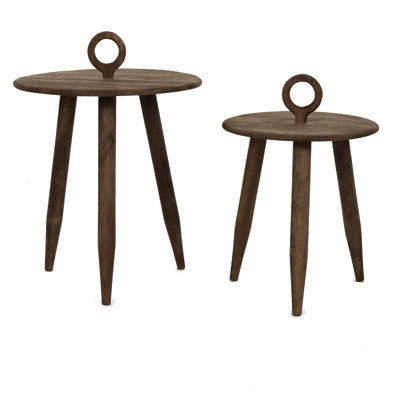 Ensemble de 2 tables basses Tripoli en bois de manguier brun