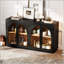 Grande armoire-buffet à 4 portes avec portes en verre, conception arquée et tablettes réglables pour une utilisation polyvalente-133481772