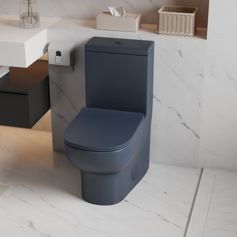 Siphon Jet Flush Toilet, Elongated Dual 1.1/1.28 GPF w/ Slow Close Seat Comfort Height 16.5", Gray