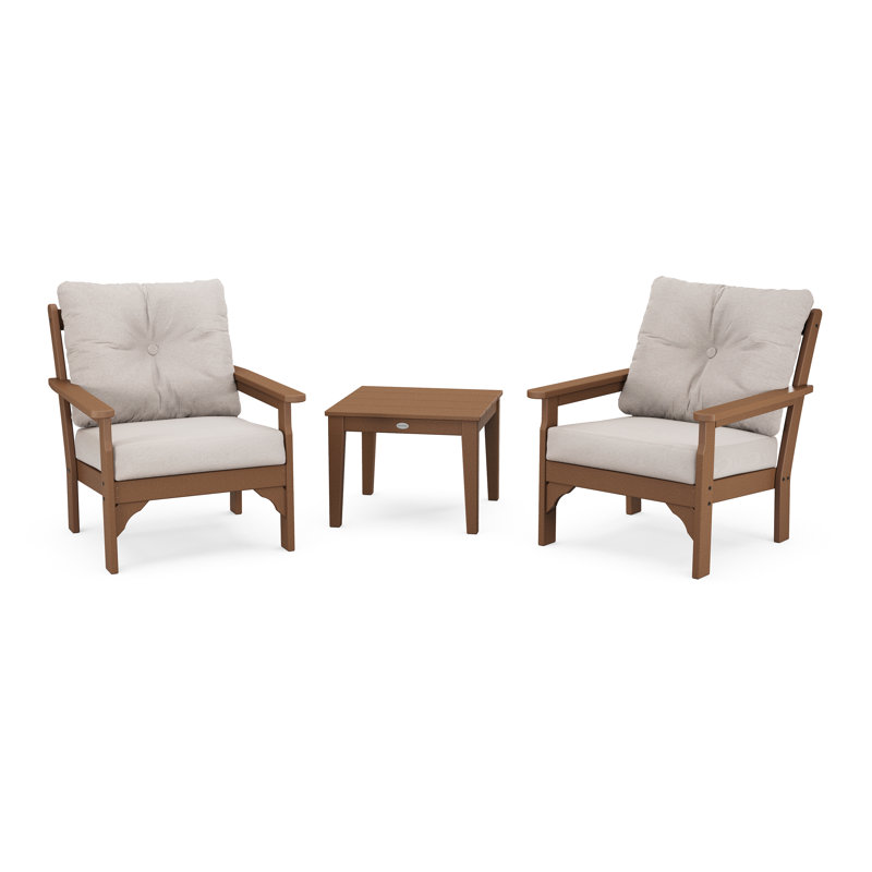 Vineyard 3-Piece Deep Seating Set, Navy, Teak