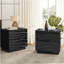Ensemble de 2 tables de chevet en bois massif, table de chevet avec 2 tiroirs, sans poignées, table de bout de canapé pour le salon, chambres à coucher, noir-1210903796-1210903799