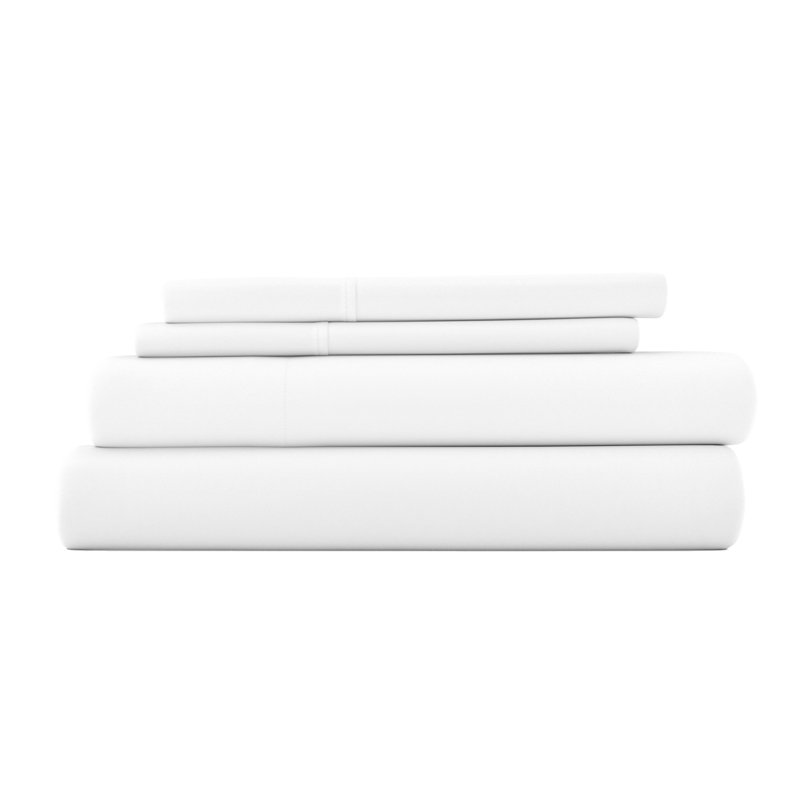 Ensemble de draps en microfibre doublement brossée 4 pièces Becky Cameron 1800 Series, Blanc