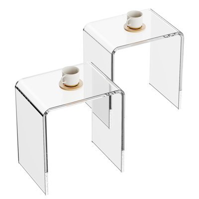 Table de bout en acrylique, 2 tables d'appoint en Lucite en forme de C, table d'appoint en acrylique transparent pour les boissons, la nourriture, les collations utilisées dans le salon, la chambre à coucher et le bureau
