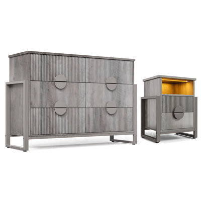 Wrought Studioâ„¢ 2-piece Bedroom Set - 6-drawer Fluted Dresser And 2-drawer Fluted Nightstands
