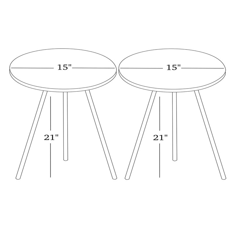 Stephanie Top End Table Set End Table, Gold, Gold