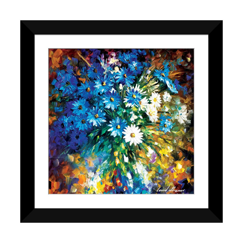 « bouqet of joie », reproduction d’art sur toile tendue, H 16 po x l 16 po x P 1 po, Papier d'art encadré noir, Blanc