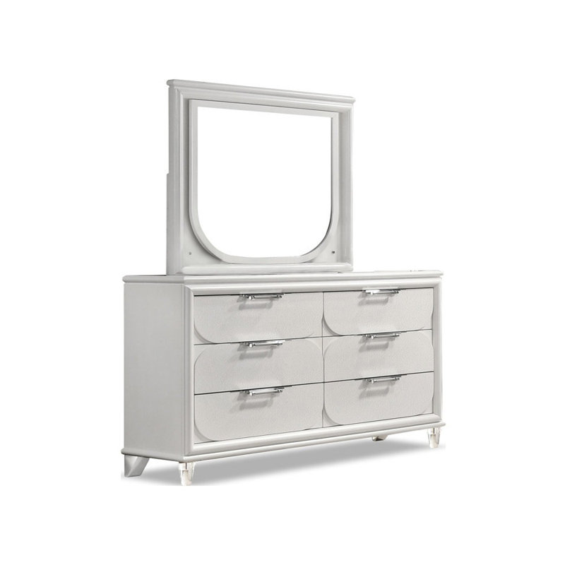 Commode contemporaine Lareina, blanc perle