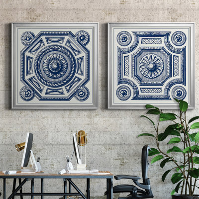 Indigo Medallion II - ensemble de 2 reproductions d'impressions