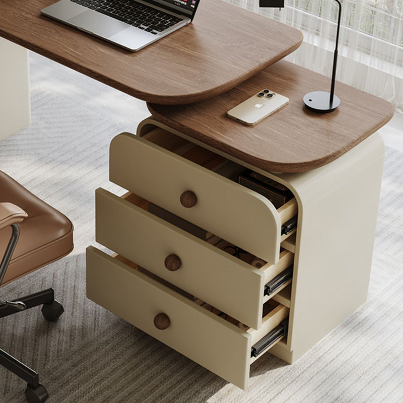 Bureau rectangulaire en bois massif et en bois manufacturé brun noisette, Retour à gauche