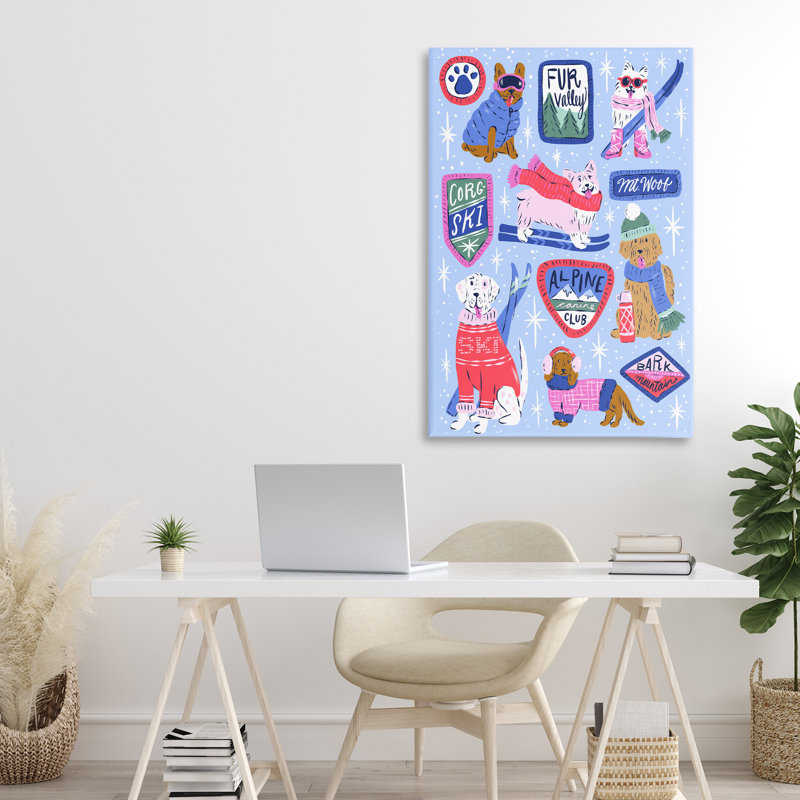 Toile de collage Winter Winter Dogs, conception par Krissy Mast, H 30 po x l 20 po
