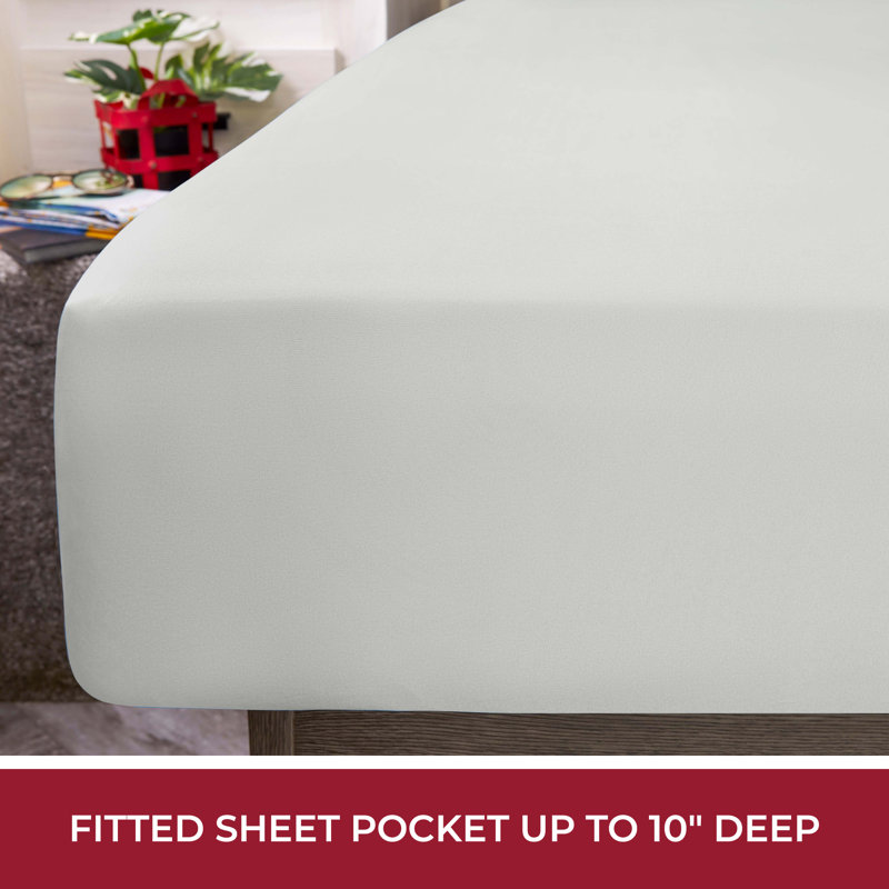 Mellanni 1800 Bed Sheets RV / Short Queen Light Gray, Light Gray