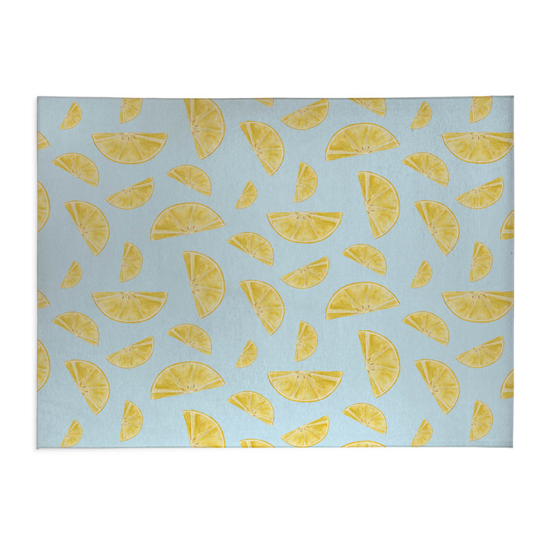 Tapis de cuisine antidérapant Summer Lemon, Rectangle 4pi x 6 pi, Bleu nuage