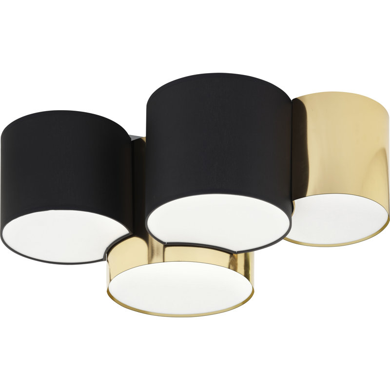 Avereigh Fabric Flush Mount, Black/Gold