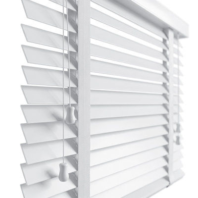 50mm Faux Wood Venetian Blinds with Decorative Tapes, Moisture Resistant & Easy to Clean