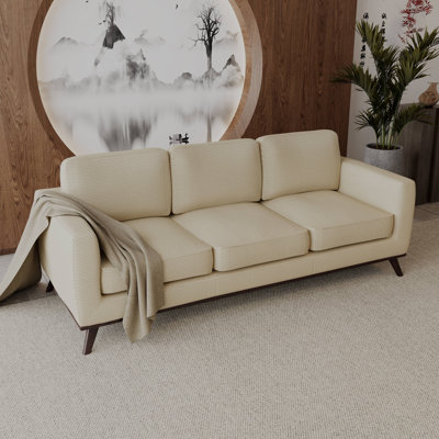 Kernis Modern 3-Seater Sofa Upholstered Living Room Couch with Birch Wood Legs, Premium Leather or Mesh Foam Cushions for Home and Living Room