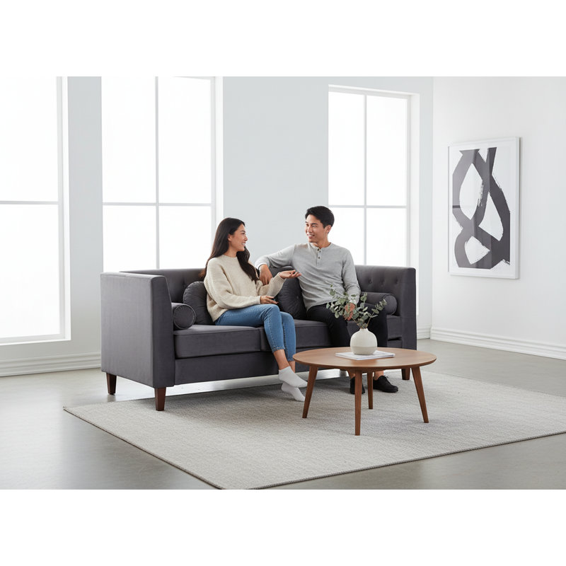 square design 81.5 wide velvet sofa, Gray