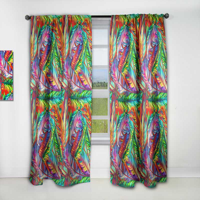 Panneau de rideau occultant abstrait texturé Bright Southwestern, L 52 po x L 90 po
