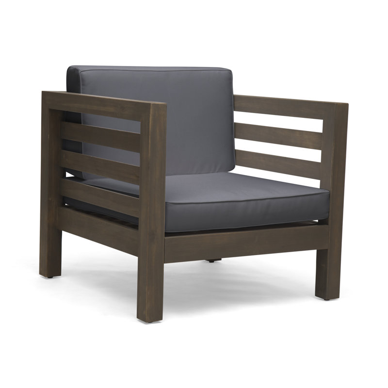 Acacia Outdoor Lounge Chair, Gray Frame / Dark Gray Cushion