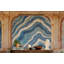 Papier peint géométrique, décoration murale rétro bleue-585511769-585511772
