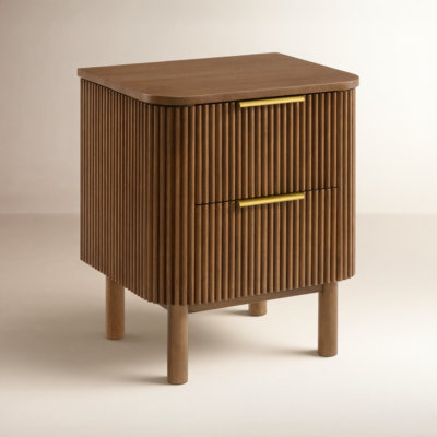 2-Drawer Reeded Eucalyptus Nightstand