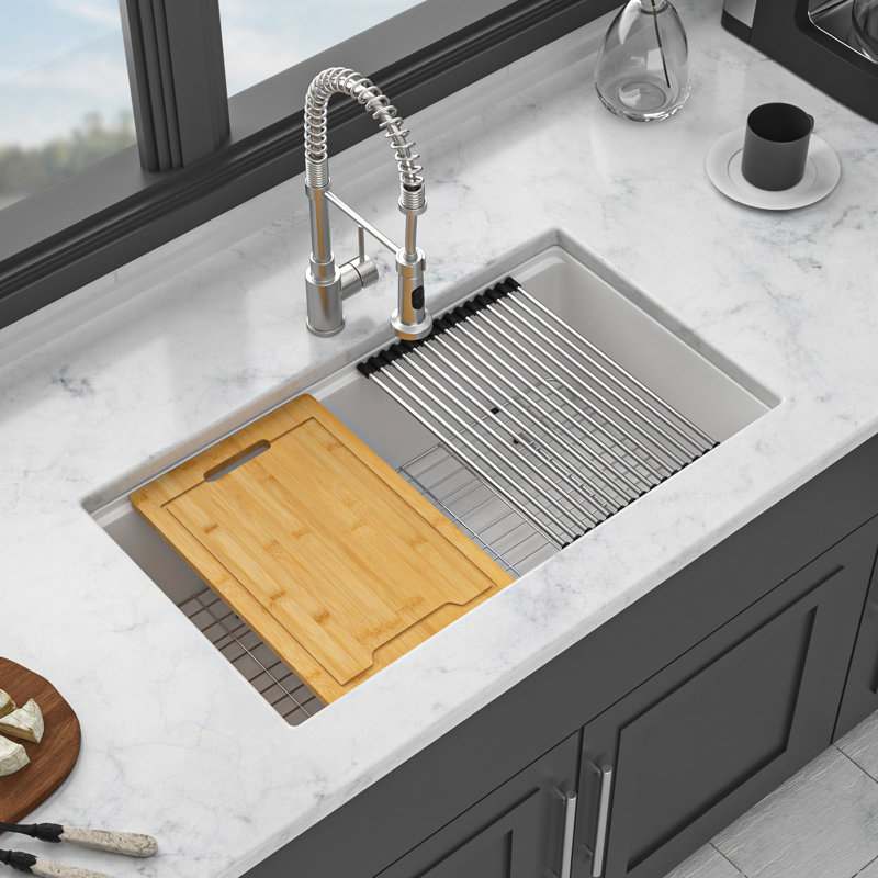 32 po x 19 po, station de travail en quartz - blanc