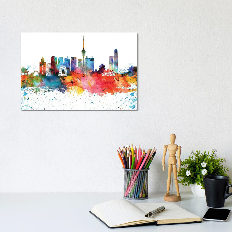 Beijing Skyline - Wrapped Canvas Painting, 20.32 cm H x 30.48 cm W
