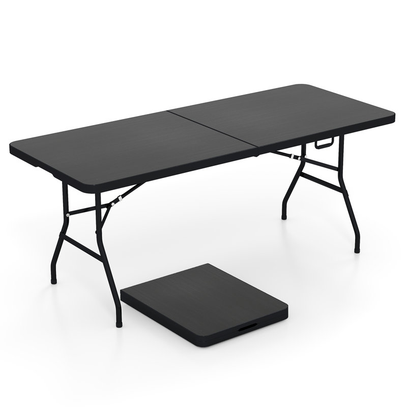 Black Portable Folding Camping Table With Carry Handle, Black