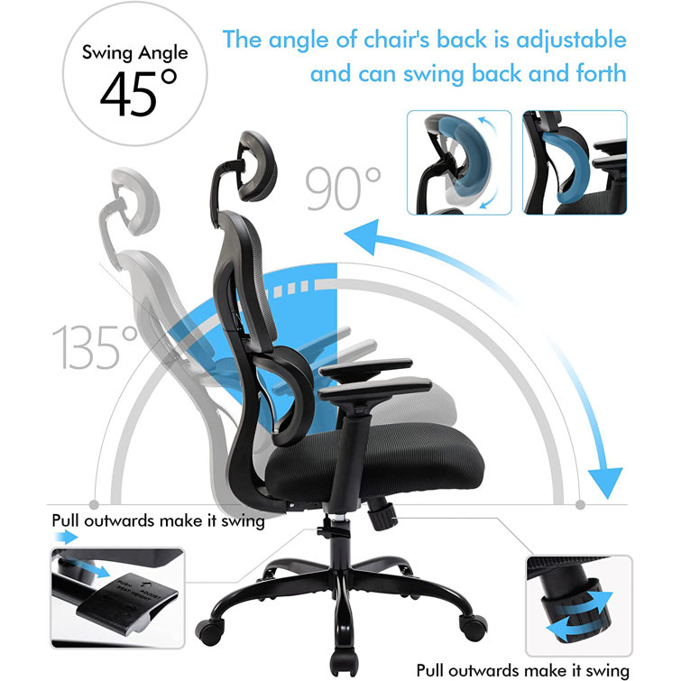 Inbox Zero Isairis Ergonomic Office Chair with Adjustable Headrest