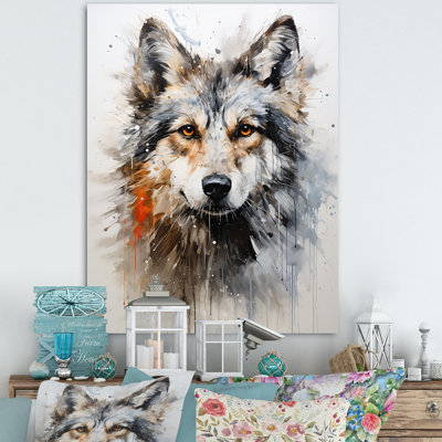 Portrait de loup curieux - décoration murale animal loup