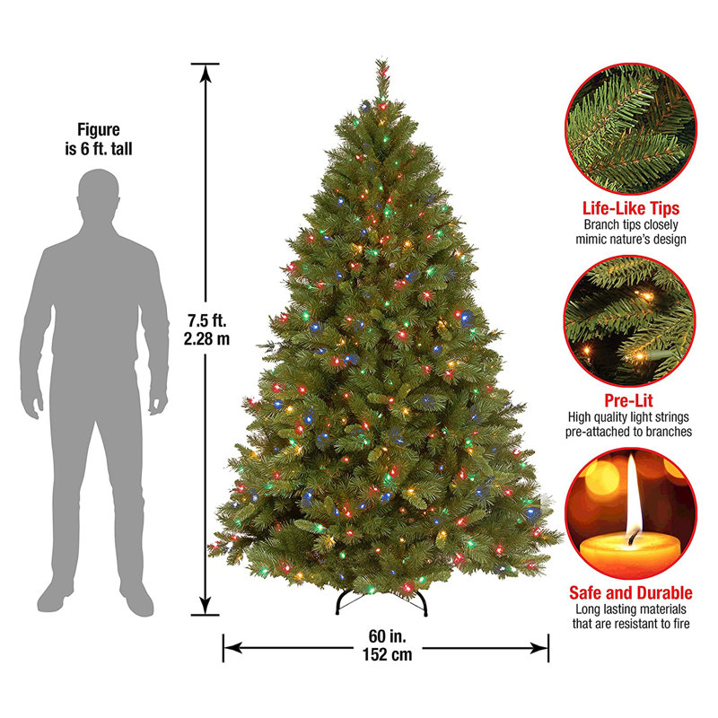 7.5' Winchester Pine Prelit Artificial Christmas Tree with Multicolor Lights