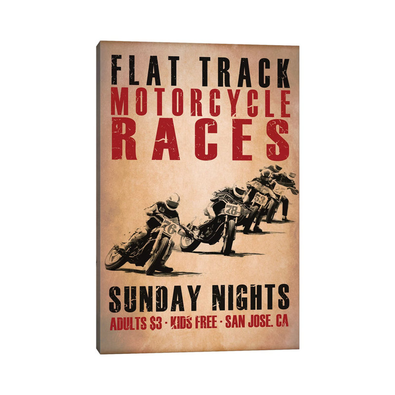 Flat Track Racers by Mark Rogan - Wrapped Canvas Gallery-Wrapped Canvas Giclée, 66.04 cm H x 45.72 cm W x 1.91 cm D