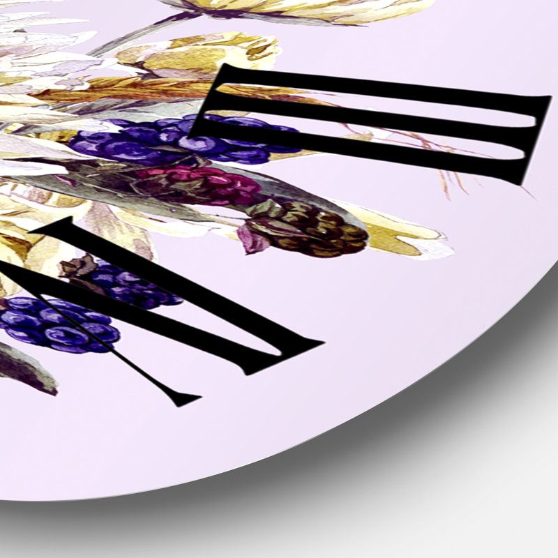 Bouquet rétro avec des chrysanthèmes I - Horloge murale traditionnelle, Surdimensionné