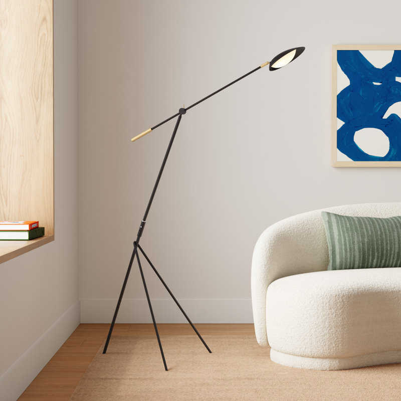Cillian 60.5'' Black/Satin Brass LED Task Floor Lamp