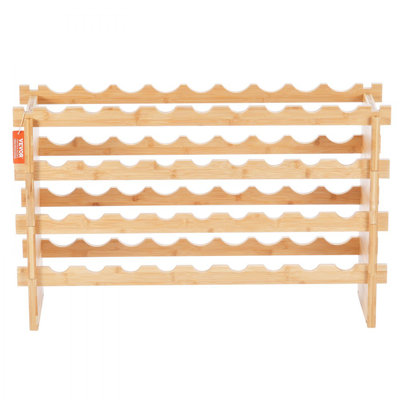 36 Bottle Stackable Modular Wine Rack Bamboo Wood Display Shelf 4-Tier