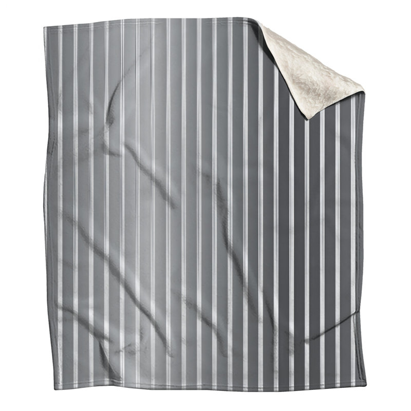 Black White Stripes Fleece Throw Blanket - Pattern Throws for Sofas or Beds, 60in W x 80in H