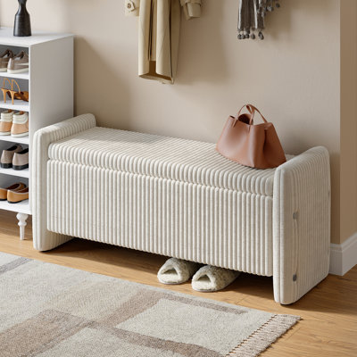 Zellers 44" Velvet Upholstered Storage Ottoman Bench For Entryway Bedroom And Living Room