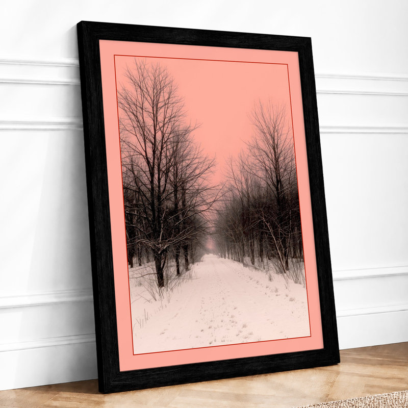 Winter Path At Dawn Scandinavian - Print, A2 - 59.4 x 42.0 cm, Black