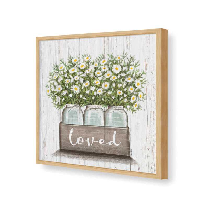«Loved Flower Trio» par Elizabeth Tyndall, reproduction d'art, L 36 x H 36, Érable, Impression encadrée