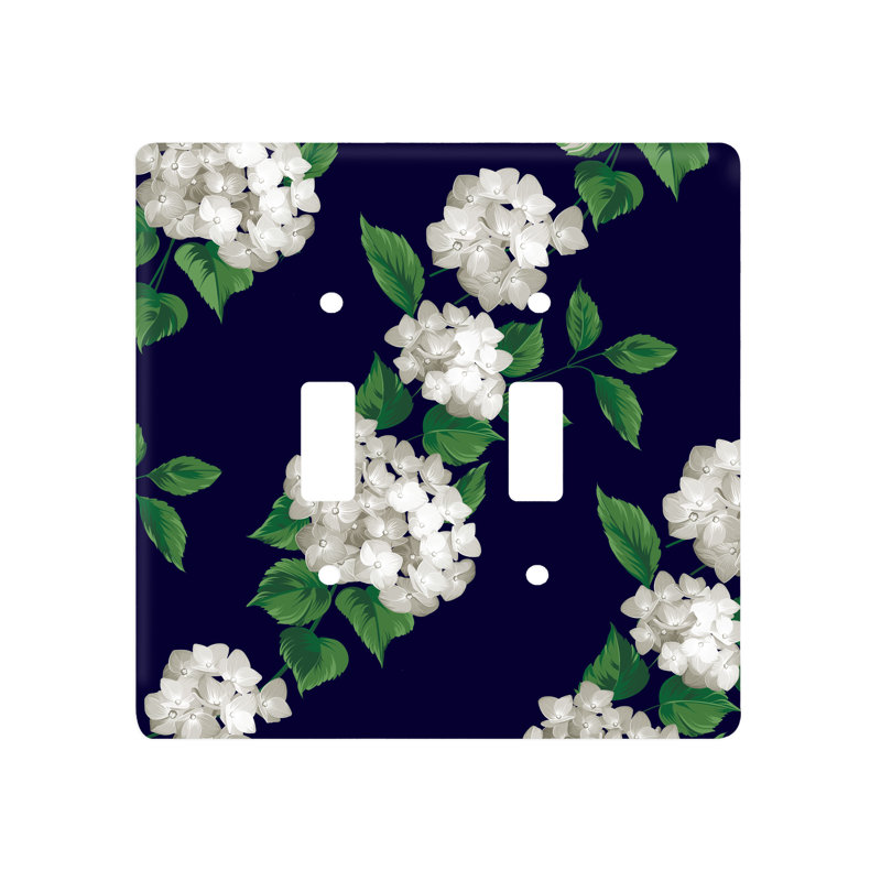 Navy with White Hydrangea Pattern Double Toggle Switchplate