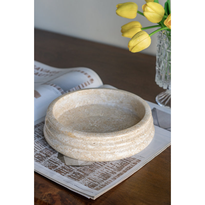 Bol décoratif en marbre crème D8.5X2