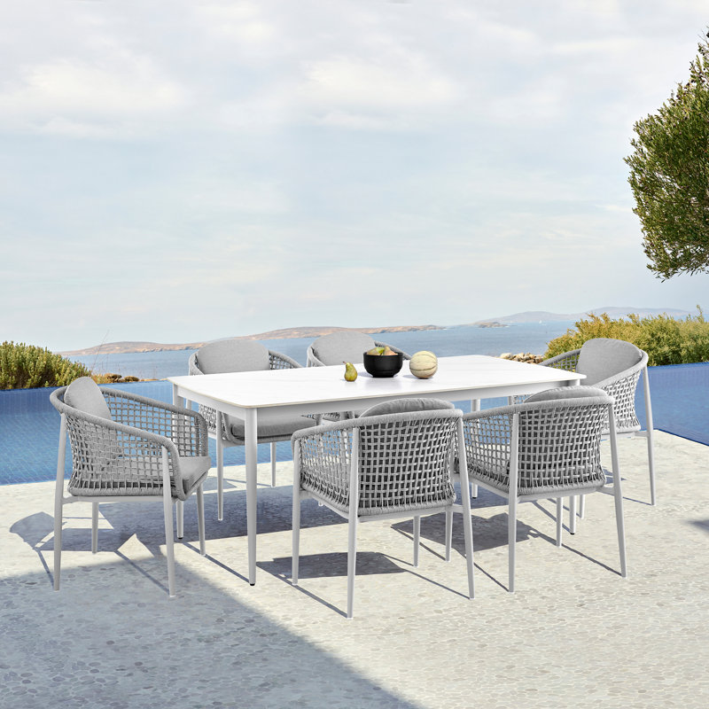 Mojito 71'' Gray Stone and Aluminum Outdoor Dining Table