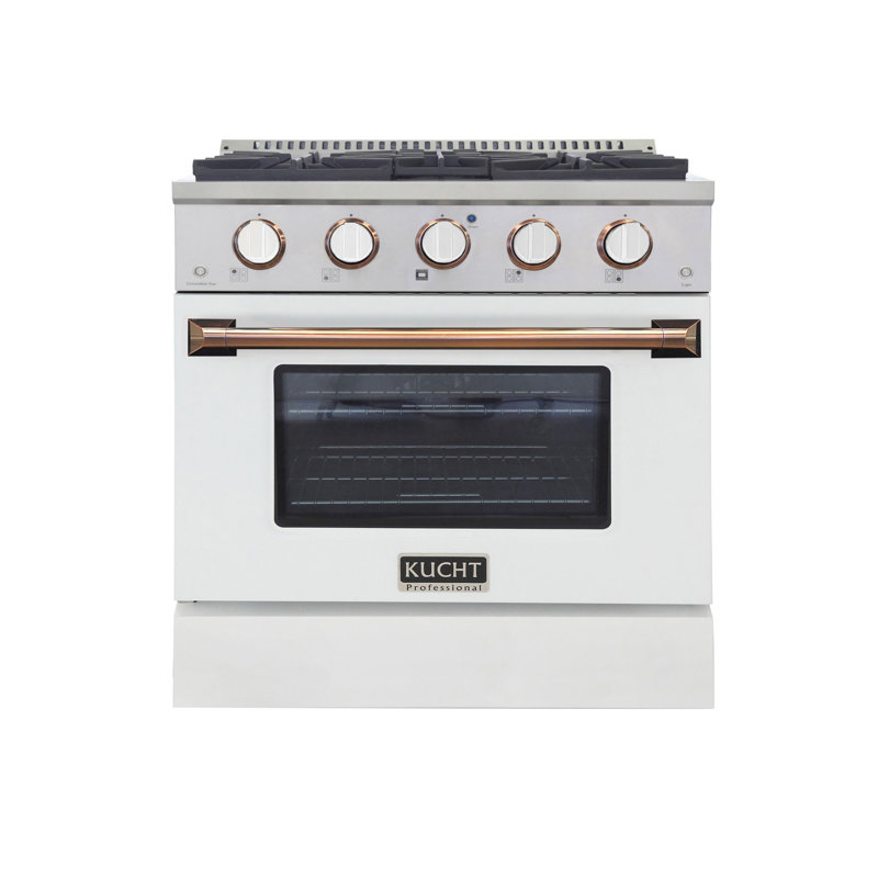 Kucht 30'' W Free Standing Range, White/Gold, Natural Gas