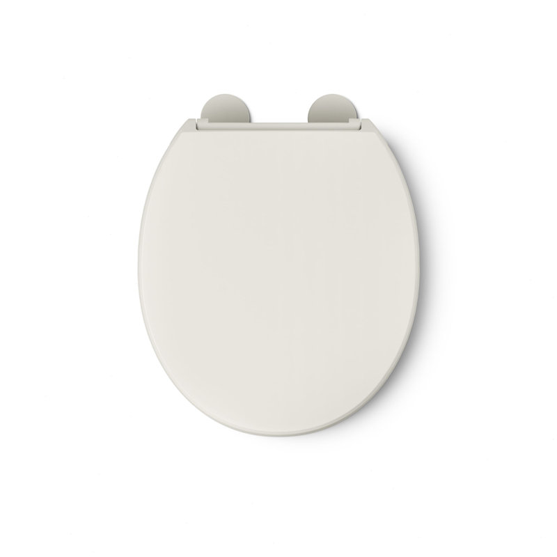 Hyten Elevated Quiet-Close Round-Front Toilet Seat, Almond