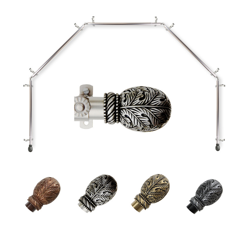 Tringle à rideaux simple à baie vitrée ajustable de 28 po à 48 po Sarina, 18 po - 28 po (chaque côté), Nickel satiné