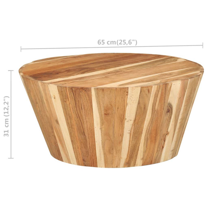 Layhill Solid Wood Drum Coffee Table, Brown