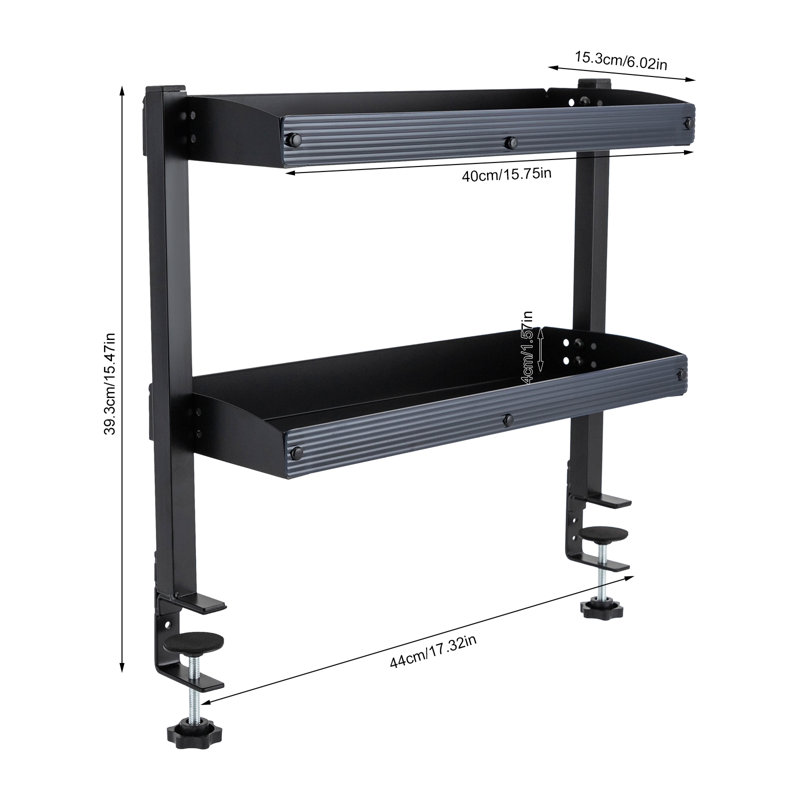 Marrugo 2-Tier Height-adjustable Desktop Shelf, Black